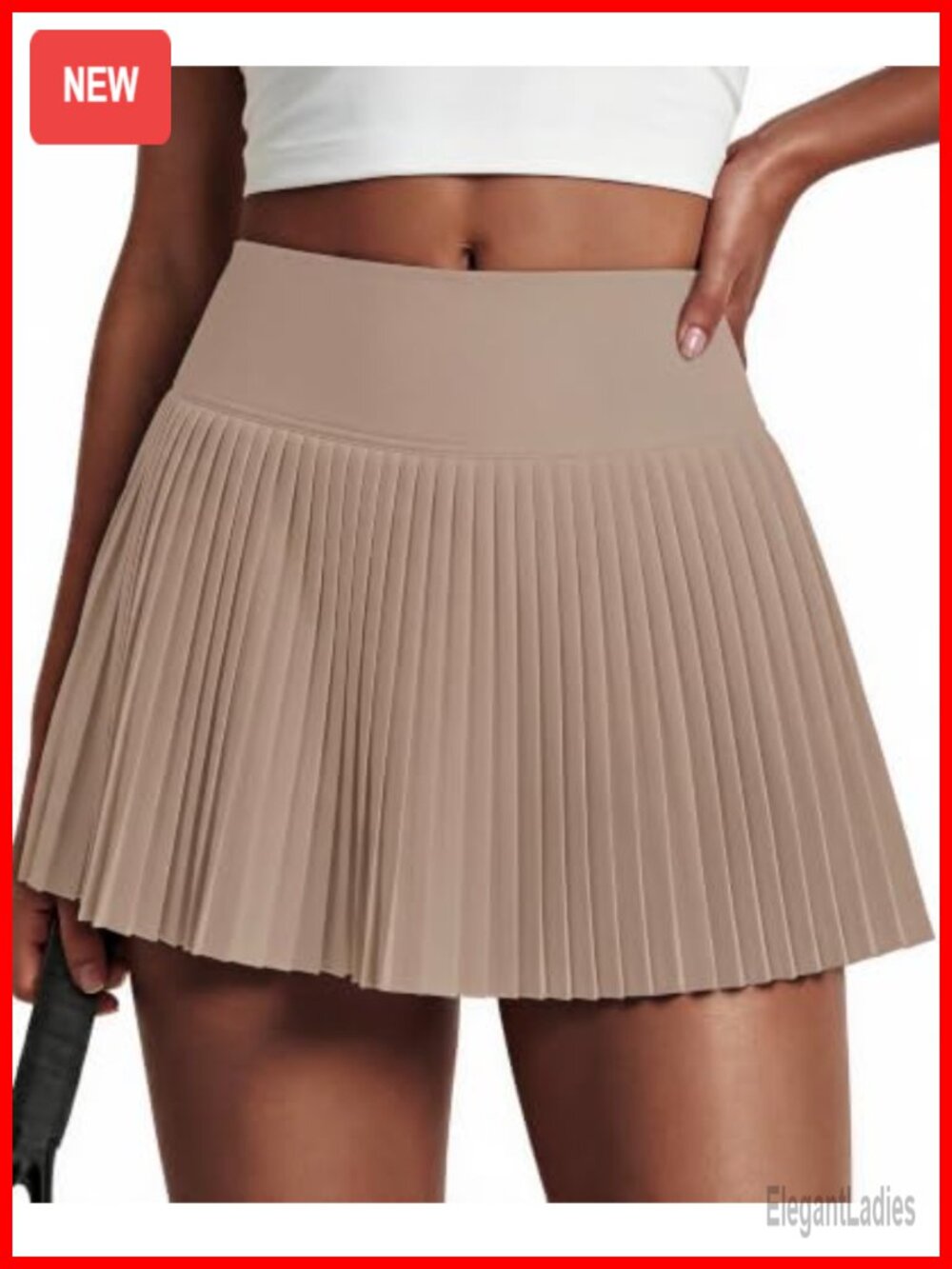 Pleated Tennis Skort with Shorts and Pockets, 15" Mini Skirt, High Waist